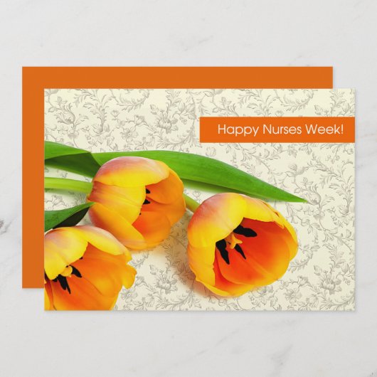 Gute Krankenwoche. Spring Tulips Flat Card Karte (Vorne/Hinten)