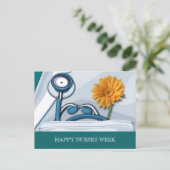 Gute Krankenwoche. Stethoscope und Daisy Postkarte (Stehend Vorderseite)