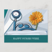 Gute Krankenwoche. Stethoscope und Daisy Postkarte (Vorderseite)