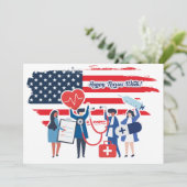 Gute Krankenwoche. USA Patriotic Custom Flachcard Dankeskarte (Stehend Vorderseite)
