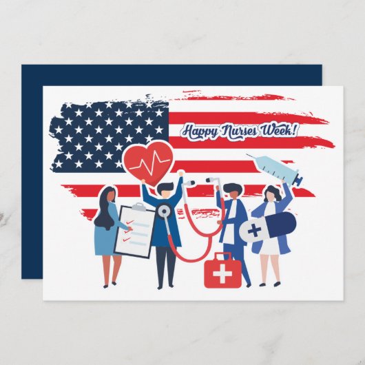 Gute Krankenwoche. USA Patriotic Custom Flachcard Dankeskarte (Vorne/Hinten)