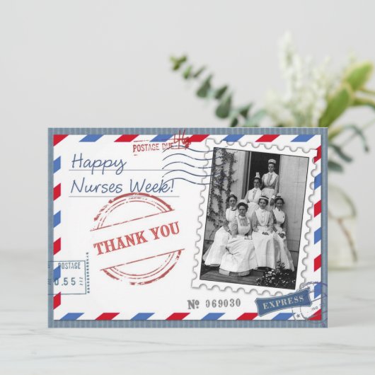 Gute Krankenwoche. Vintage Krankenversicherungskar Dankeskarte (Stehend Vorderseite)