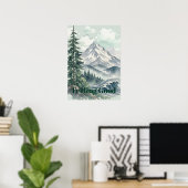 Gute-Laune-Berglandschaft-Aquarell-Kunst  Poster (Heimbüro)