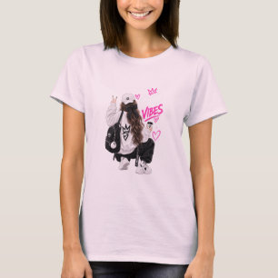 Gute-Laune-Süßes-Mädchen-Grafik T-Shirt für Damen