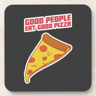 Gute Leute essen gute Pizza Getränkeuntersetzer