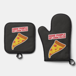 Gute Leute essen gute Pizza Ofenhandschuh & Topflappen-Set