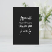 gute Leute zu schätzen, von denen sie schwer komme Dankeskarte (Stehend Vorderseite)