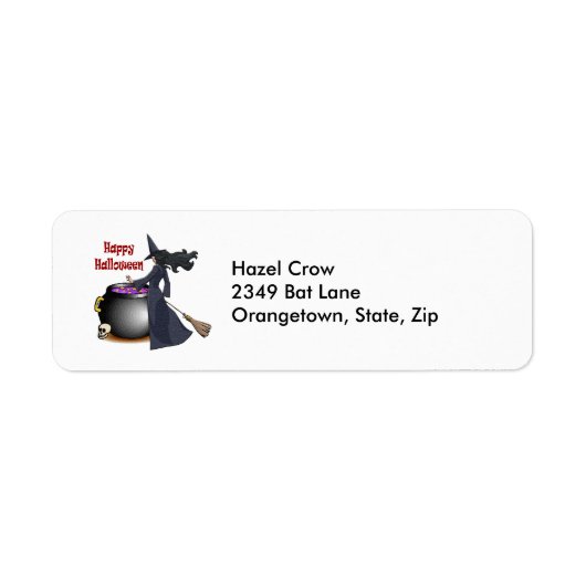 Gute Looking Hexe und Cauldron Address Labels (Vorne)