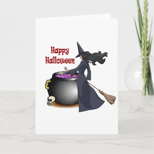Gute Looking Hexe und Cauldron Card Karte (Vorderseite)