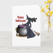 Gute Looking Hexe und Cauldron Card Karte (Gelbe Blume)