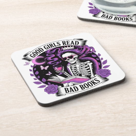 Gute Mädchen lesen schlechte Bücher Getränkeuntersetzer (Linke Seite)