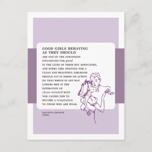 Gute Mädchen verhalten sich Vintag schlecht berate Postkarte (Vorderseite)