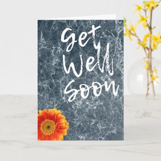 Gute Marmortextur mit Blume Karte (Gelbe Blume)