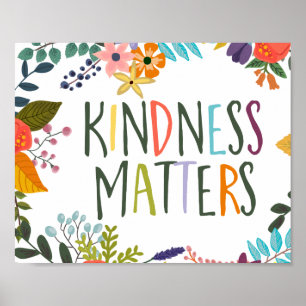 Güte Materie, gütige Zitate, Boho blumenorange Poster