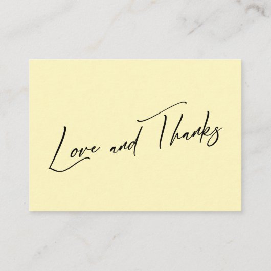 Gute moderne Handschrift, einfach hellgelb Begleitkarte (Rückseite)