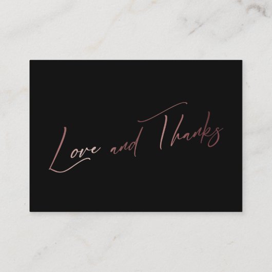 Gute moderne Rose Gold Handwriting Begleitkarte (Rückseite)