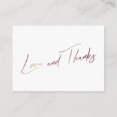 Gute moderne Rose Gold Handwriting Begleitkarte (Rückseite)