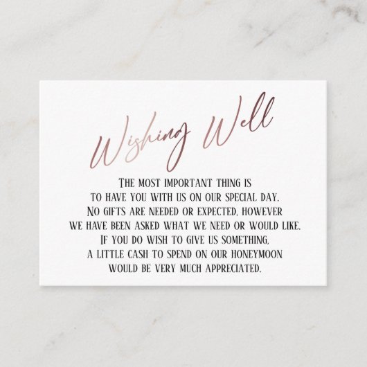 Gute moderne Rose Gold Handwriting Begleitkarte (Vorderseite)