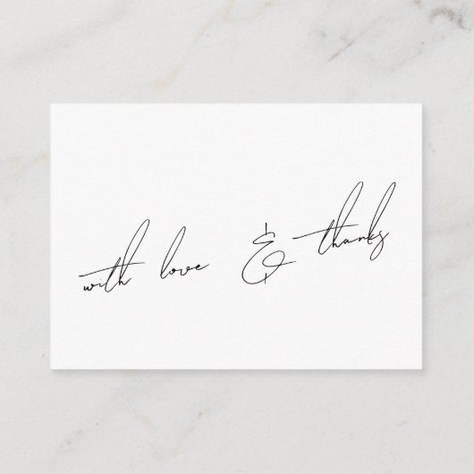 Gute moderne, schlanke Handschrift weiß Begleitkarte (Rückseite)