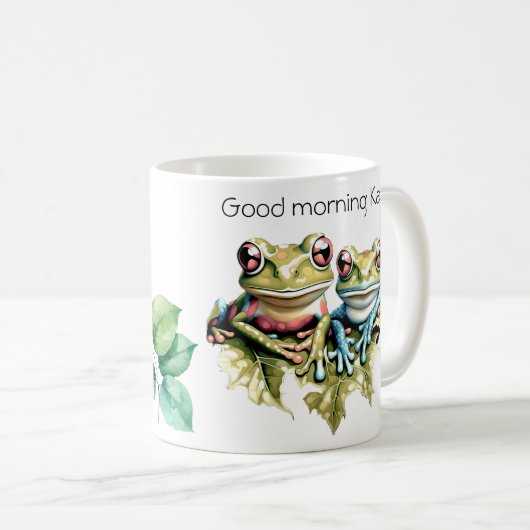 Gute Morgen europäische Ästhetik-Frösche Kaffeetasse (VorderseiteRechts)