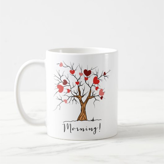 Gute Morgenhöre auf einem Baum Kaffeetasse (Links)