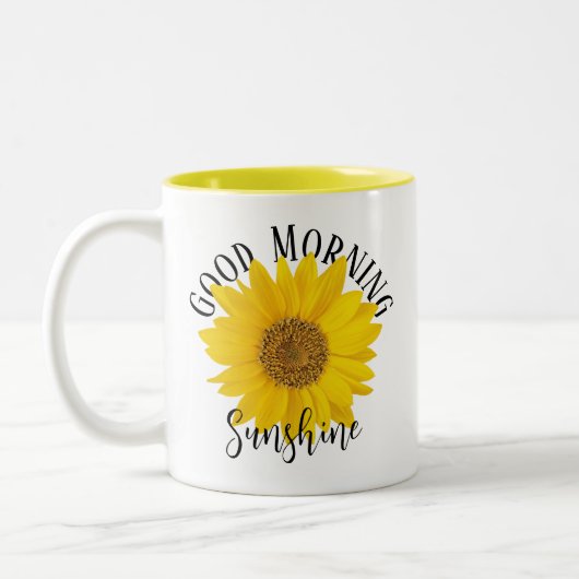 Gute Morgensonne Gelbe Sonnenblume Zweifarbige Tasse (Links)