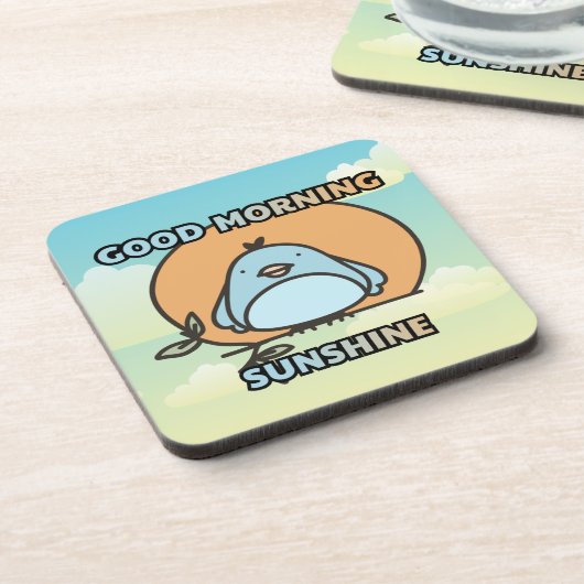 Gute Morgensonne niedlicher Vogel Getränkeuntersetzer (Linke Seite)