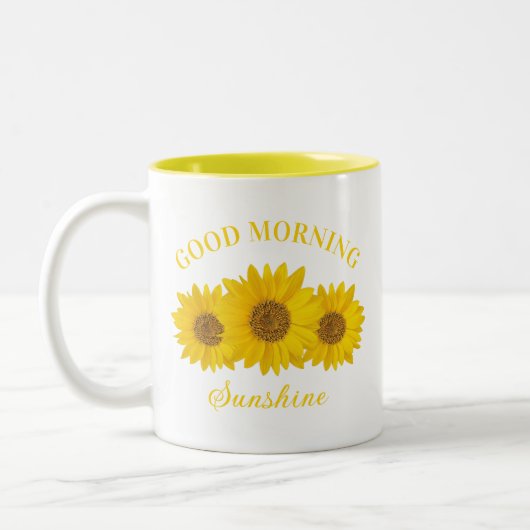 Gute Morgensonne Sonnenblume Tasse Kaffee (Links)