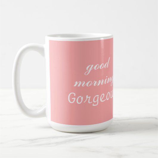 Gute Morgenvormitte herrliche rosa Kaffeetasse Tas (Links)