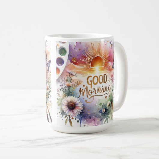 gute Morgenwasserfarbe Kaffeetasse (VorderseiteRechts)