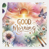 gute Morgenwasserfarbe Quadratischer Aufkleber (Vorderseite)