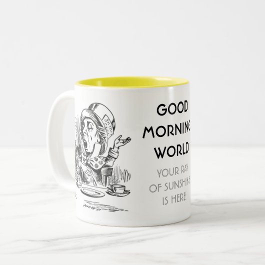 Gute Morgenwelt Zweifarbige Tasse (Vorderseite Links)