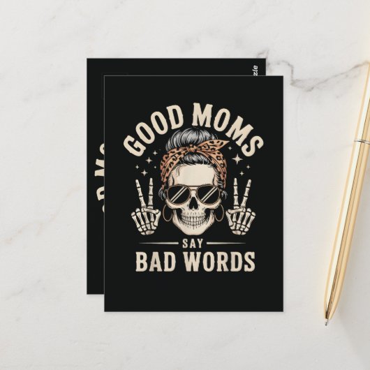 Gute Mütter sagen schlechte Wörter lustig Postkarte (Vorderseite/Rückseite Beispiel)