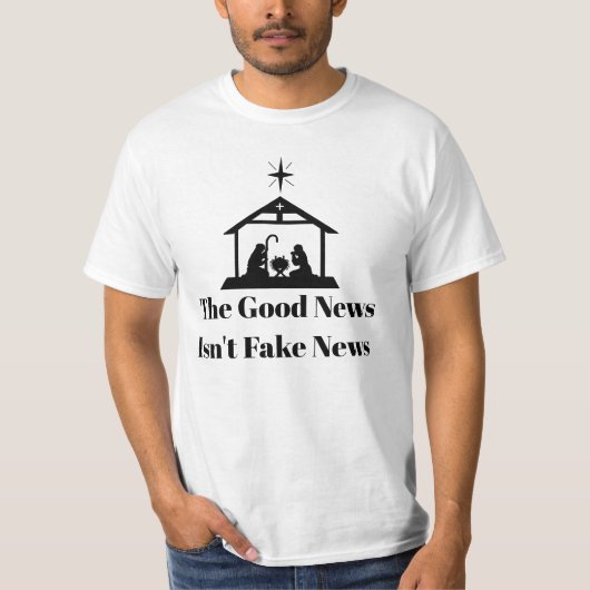 Gute Nachrichten-nicht Fake-Nachrichten-Krippen-T T-Shirt (Vorderseite)