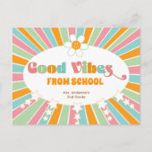 Gute Nachrichten von der Schule Retro Vibes Lehrer Postkarte (Vorderseite)