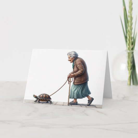 Gute Nacht Alte Dame Spaziergang durch eine Schild Karte (Vorderseite)