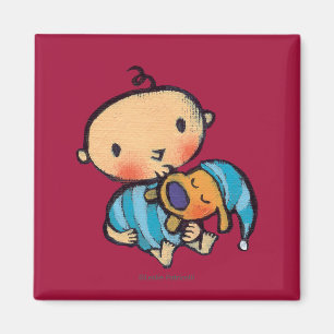 Gute Nacht Kuss-entzückender Welpe in den blauen Magnet