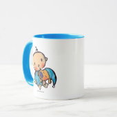 Gute Nacht Kuss-entzückender Welpe in den blauen Tasse (Vorderseite Links)