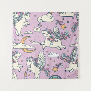 Gute Nacht Pegasus: Süße Cartoon Wandteppich