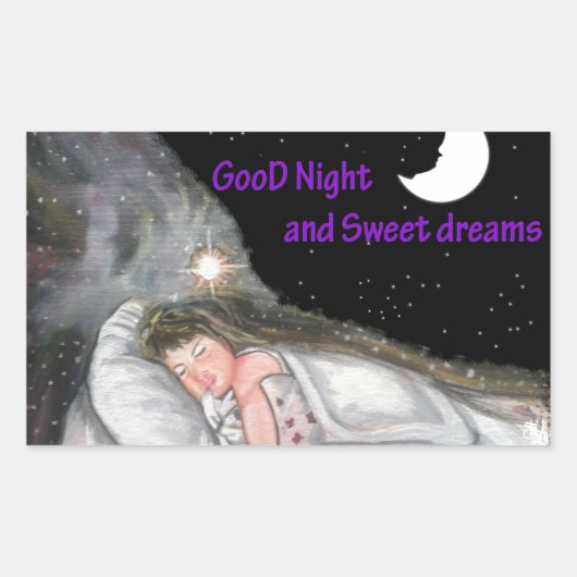 Gute Nacht Rechteckiger Aufkleber (Vorderseite)