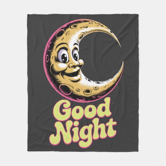 Gute Nacht Retro Moon Fleecedecke (Vorderseite)