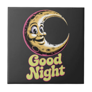 Gute Nacht Retro Moon Fliese