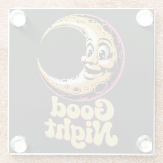 Gute Nacht Retro Moon Glasuntersetzer (Rückseite)