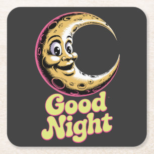 Gute Nacht Retro Moon Rechteckiger Pappuntersetzer