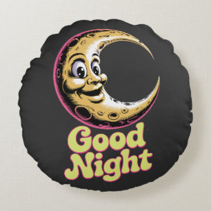 Gute Nacht Retro Moon Rundes Kissen
