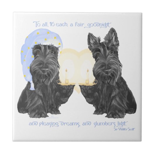 Gute Nacht Scotties Fliese (Vorderseite)