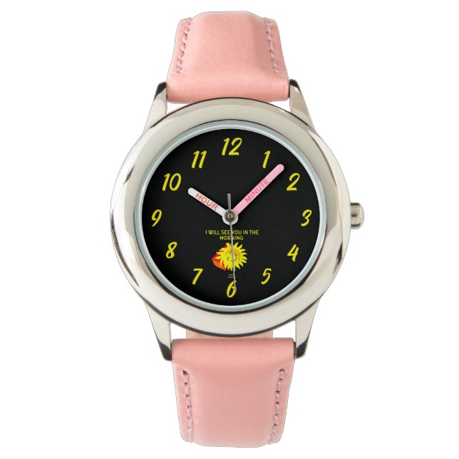 Gute Nacht Sun Kids Pink Leather Watch Armbanduhr (Vorderseite)