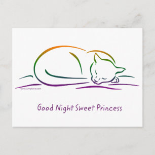Gute Nacht süße Prinzessin (Katze) Postkarte
