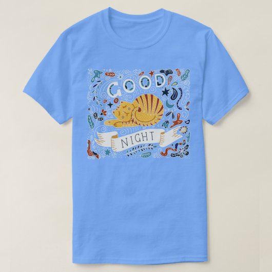 Gute nächtliche Schlaf Katze Hand gezogen T-Shirt (Design vorne)