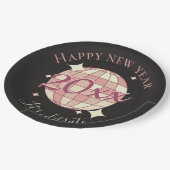 Gute neue 2025-jährige Party schwarze Dekoration Pappteller (Schrägansicht)